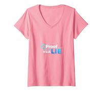 Prova o menzogna Data Geek Humor Codice Binario Fact Check Maglietta con Collo a V, Donna, Rosa, L