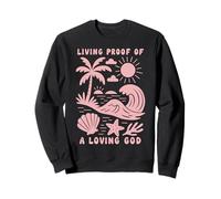 Prova Vivente di Un Dio amorevole Beach Wave Ocean Christian Felpa