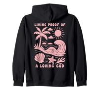 Prova Vivente di Un Dio amorevole Beach Wave Ocean Christian Felpa con Cappuccio