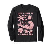 Prova Vivente di Un Dio amorevole Beach Wave Ocean Christian Maglia a Manica