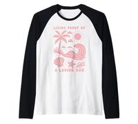 Prova Vivente di Un Dio amorevole Beach Wave Ocean Christian Maglia con Maniche Raglan