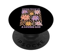 Prova vivente di un dio amorevole retrò floreale cristiano fede PopSockets PopGrip Adesivo