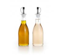 Provance Set di 2 bottiglie di olio 2 x 300 ml per aceto e olio, bottiglia di olio d'oliva con coperchio anti ossidazione, bottiglia di vetro per cucina, secchio da pranzo e barbecue