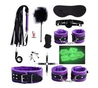 Provate Il Massimo Del Comfort E Del Divertimento Con Il Set Da 10 Pezzi In Pelle Viola E La Combinazione Di Dadi Luminosi!