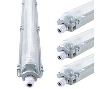 proventa - Lampada LED per ambienti umidi, 120 cm, set risparmio con 4 pezzi, con tubo LED, IP65, 4.000, 18 W, 1.800 lumen, in plastica grigia, classe energetica A+