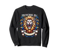 Proverbi 28:1 Verso della Bibbia Ispirazione Bold as a Lion Design Felpa