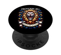 Proverbi 28:1 Verso della Bibbia Ispirazione Bold as a Lion Design PopSockets PopGrip Adesivo
