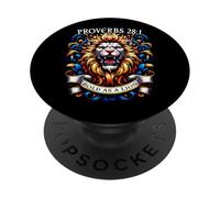 Proverbi 28:1 Verso della Bibbia Ispirazione Bold as a Lion Design PopSockets PopGrip Adesivo
