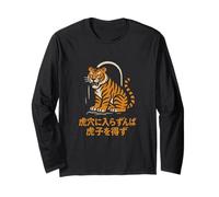 Proverbio Giapponese Tiger Cave Retro Cartoon Inspirational Art Maglia a Manica