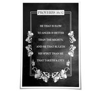 Proverbs 16:32 Wall Art - Bible Verse Nature Painting on Canvas, Inspirational Scripture Print for Living Room and Office Decor(Framed,08x12inch(20x30cm))