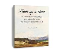 Proverbs 22:6 Train Up A Child In The Way He Should Go Canvas Wall Art Christian Scripture Print for Home(Unframed,16x24inch(40x60cm))