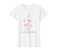 Proverbs 3:5 Trust in The Lord - Women Girls Floral (White) Maglietta