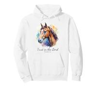 Proverbs 3:5 Trust in The Lord - Women Girls Horse (White) Felpa con Cappuccio