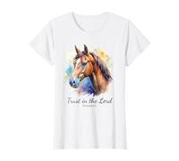 Proverbs 3:5 Trust in The Lord - Women Girls Horse (White) Maglietta