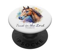 Proverbs 3:5 Trust in the LORD - Women Girls Horse (White) PopSockets PopGrip Adesivo