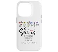 Proverbs 31 She is Strong Fierce Brave Full Fire Christian Custodia per iPhone 14 Pro