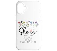 Proverbs 31 She is Strong Fierce Brave Full Fire Christian Custodia per iPhone 16 Plus