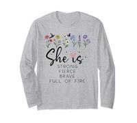 Proverbs 31 She is Strong Fierce Brave Full Fire Christian Maglia a Manica