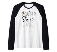 Proverbs 31 She is Strong Fierce Brave Full Fire Christian Maglia con Maniche Raglan