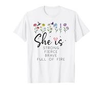 Proverbs 31 She is Strong Fierce Brave Full Fire Christian Maglietta