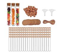 Provette con tappo in sughero, 15 x 100 mm (13 ml), provetta in plastica per bomboniere e tavolo da laboratorio, con ciondolo in carta kraft e corda di canapa, fai da te Craft Candy (100pcs)