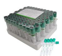 Provette for prelievo di sangue sottovuoto, provette in vetro con eparina al litio da 3 ml/5 ml con tappo a vite verde, for laboratori e unità di ricerca scientifica, 100 pezzi(5ml)