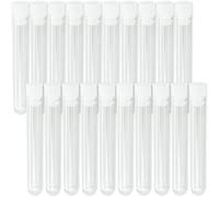 Provette in plastica, confezione da 60 provette per campioni in plastica, con tappo, 12 x 75 mm, provette in plastica trasparente con coperchio