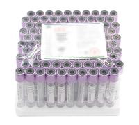 Provette per prelievo sangue sottovuoto da 5 ml, provette per centrifuga EDTA da 100 pezzi, provette per sangue in plastica con parte superiore viola, provette da laboratorio, provette da centrifuga