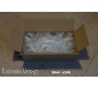 provette plastica PP 50ml x100 tappo integrato analisi latte caseifici LABORAT.