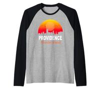 Providence Rhode Island Vintage Retro Sunset City State USA Maglia con Maniche Raglan