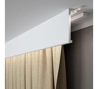 PROVISTON Listello per tende, in polistirolo, 40 x 120 x 2000 mm, bianco, illuminazione indiretta, modanatura in stucco