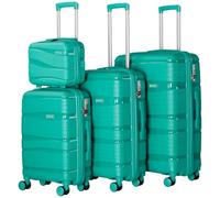 PROVITERA Set 3 + 1 Valigie con Rivestimento Rigido in Polipropilene Ultra Resistente, Trolley e Beauty Case con Maniglia Telescopica e Chiusura con Combinazione, Valigia Design Aerodinamico, Verde