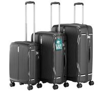 PROVITERA Set 3 Valigie Rigide in ABS 90L - 59L -38L con Ruote Silenziose Easy Roll Girevoli a 360°, Valigia Ultraleggera con Chiusura a Combinazione Rinforzata, Manico Telescopico Ergonomico (Nero)