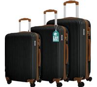 PROVITERA Set 3 Valigie Rigide in ABS, Valigia Rigida 38-59 - 90 Litri, Manico Telescopico e 4 Ruote Easy Roll, Trolley Resistente e Leggero da Viaggio, Bagaglio a Mano, Serratura Codice (Nero)