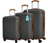 PROVITERA Set 3 Valigie Rigide in ABS, Valigia Rigida 38-59 - 90 Litri, Manico Telescopico e 4 Ruote Easy Roll, Trolley Resistente e Leggero da Viaggio, Bagaglio a Mano, Serratura Codice (Grigio)