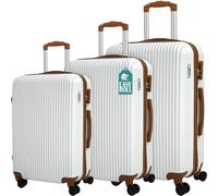 PROVITERA Set 3 Valigie Rigide in ABS, Valigia Rigida 38-59 - 90 Litri, Manico Telescopico e 4 Ruote Easy Roll, Trolley Resistente e Leggero da Viaggio, Bagaglio a Mano, Serratura Codice (Bianco)