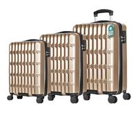 PROVITERA Set 3 Valigie Rigide in ABS, Valigia Rigida 38-59 - 90 Litri, Manico Telescopico, Ruote Easy Roll, Trolley Resistente e Leggero da Viaggio, Bagaglio a Mano (Oro)
