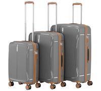 PROVITERA Set 3 Valigie Rigide in ABS, Valigia Rigida 38-59 - 90 Litri, Manico Telescopico, Ruote Easy Roll, Trolley Resistente e Leggero da Viaggio, Bagaglio a Mano (Grigio Chiaro)