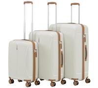 PROVITERA Set 3 Valigie Rigide in ABS, Valigia Rigida 38-59 - 90 Litri, Manico Telescopico, Ruote Easy Roll, Trolley Resistente e Leggero da Viaggio, Bagaglio a Mano (Bianco Perla)