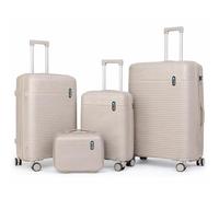 PROVITERA Set 3 Valigie Rigide in ABS, Valigie Rigide M-L-XL Manico Telescopico e 4 Ruote Easy Roll, Lucchetto serratura a codice, Trolley Resistenti da Viaggio, con Bagaglio a Mano (3 + 1 Beige)