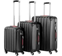PROVITERA Set 3 Valigie Rigide in ABS, Valigie Rigide M-L-XL Manico Telescopico e 4 Ruote Easy Roll, Lucchetto serratura a codice, Trolley Resistenti da Viaggio, con Bagaglio a Mano (Nero)