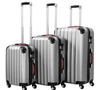 PROVITERA Set 3 Valigie Rigide in ABS, Valigie Rigide M-L-XL Manico Telescopico e 4 Ruote Easy Roll, Lucchetto serratura a codice, Trolley Resistenti da Viaggio, con Bagaglio a Mano (Silver)