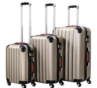 PROVITERA Set 3 Valigie Rigide in ABS, Valigie Rigide M-L-XL Manico Telescopico e 4 Ruote Easy Roll, Lucchetto serratura a codice, Trolley Resistenti da Viaggio, con Bagaglio a Mano (Champagne)