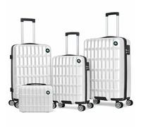 PROVITERA Set 4 Valigie Rigide in ABS con Beauty Case, Valigia con Manico Telescopico e Ruote Easy Roll, Trolley con Lucchetto e Serratura a Codice, Bagaglio a Mano Design Moderno (Bianco)