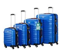 PROVITERA Set 4 Valigie Rigide in ABS, Valigia Rigida S-M-L-XL con Manico Telescopico Gel e 4 Ruote Easy Roll, Trolley Resistente e Leggero da Viaggio, Bagaglio a Mano con Serratura Codice (Blu)