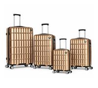 PROVITERA Set 4 Valigie Rigide in ABS, Valigie Rigide S-M-L-XL Manico Telescopico e 4 Ruote Easy Roll, Lucchetto serratura a codice, Trolley Resistenti da Viaggio, con Bagaglio a Mano (Oro)