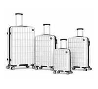 PROVITERA Set 4 Valigie Rigide in ABS, Valigie Rigide S-M-L-XL Manico Telescopico e 4 Ruote Easy Roll, Lucchetto serratura a codice, Trolley Resistenti da Viaggio, con Bagaglio a Mano (Bianco)