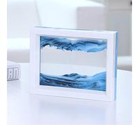 PROW® Dynamic 3D Paesaggio naturale Flowing Sabbia Immagine Arte Doppio Affrontato Doppio Colore Spostamento sabbia Immagine Photo Clessidra (Blu bianco)