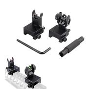 ProWildGear Flip-up collapsible front and rear fibre-optic iron sights with adjustment tool for 21mm Picatinny rails For Rifle Scope Tactical