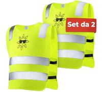 Prowiste 2 Giubbotto Catarifrangente Bambino Giallo - Taglia Universale per Bambini da 2 a 12 Anni - Certificazione EN 1150:1999 Verificata
